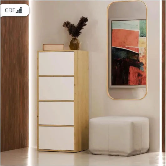 Armoire de Rangement 50 cm 4 Portes Push-to-Open Blanc Chêne Artisan Chêne Artisan / Blanc
