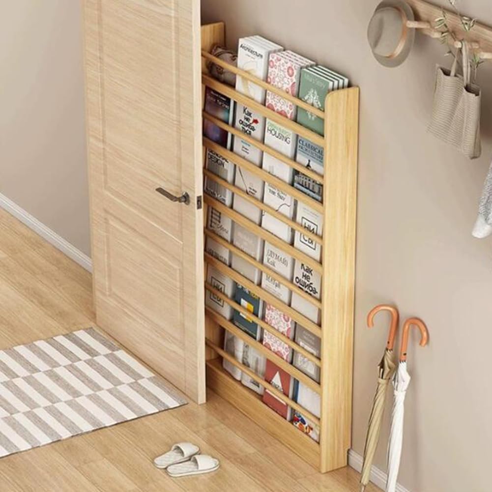 Bibliothèques de Sol présentoirs Minces 10 cm,étagère en Bois Massif,Organisateur de Livres,étagère de Rangement Murale pour Chambre à Coucher,Salon,Bureau à Domicile 80*10*143cm/31.5*3.9*56.3in Normal