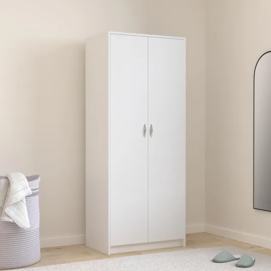Home Collective Armoire Polyvalente Blanche 74 cm L x 180 cm H avec 6 étagères et Compartiment supplémentaire, Rangement Pratique en MDF pour Maison ou Bureau Armoire polyvalente - 8 étagères Blanc Sans Amortisseur de Porte