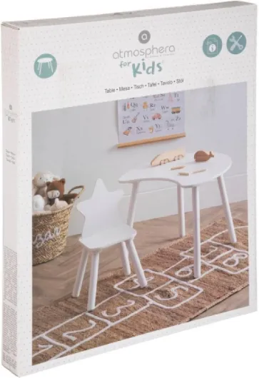 Atmosphera - Table Enfant Lune - Bois et pin - Blanc cm Blanc