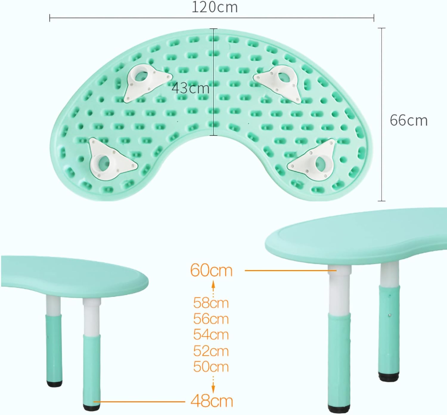 Ensemble de Bureau Et de Chaises Pour Enfants, Table D'Activité en Plastique Demi-Lune RéGlable en Hauteur, Pour Meubles de Chambre D'Enfants de la Maternelle/Blue / 1Table 1Chair
