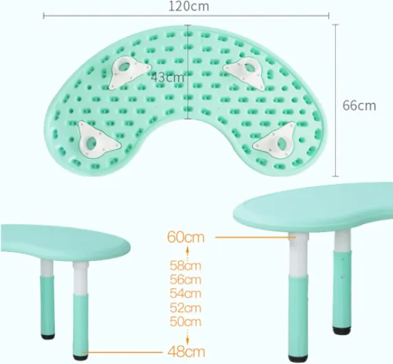 Ensemble de Bureau Et de Chaises Pour Enfants, Table D'Activité en Plastique Demi-Lune RéGlable en Hauteur, Pour Meubles de Chambre D'Enfants de la Maternelle/Blue / 1Table 1Chair