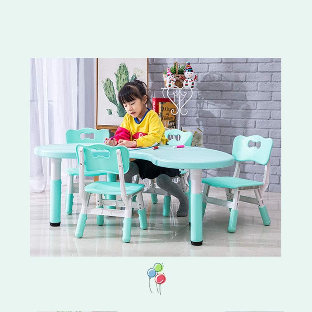ZH Table Et Chaises pour Enfants Hauteur RéGlable, Table D'Activité en Plastique Demi-Lune pour Les Tout-Petits, pour Les Salles De Cours, Garderies, Aires De Jeux, Vert, Rose Table Vert