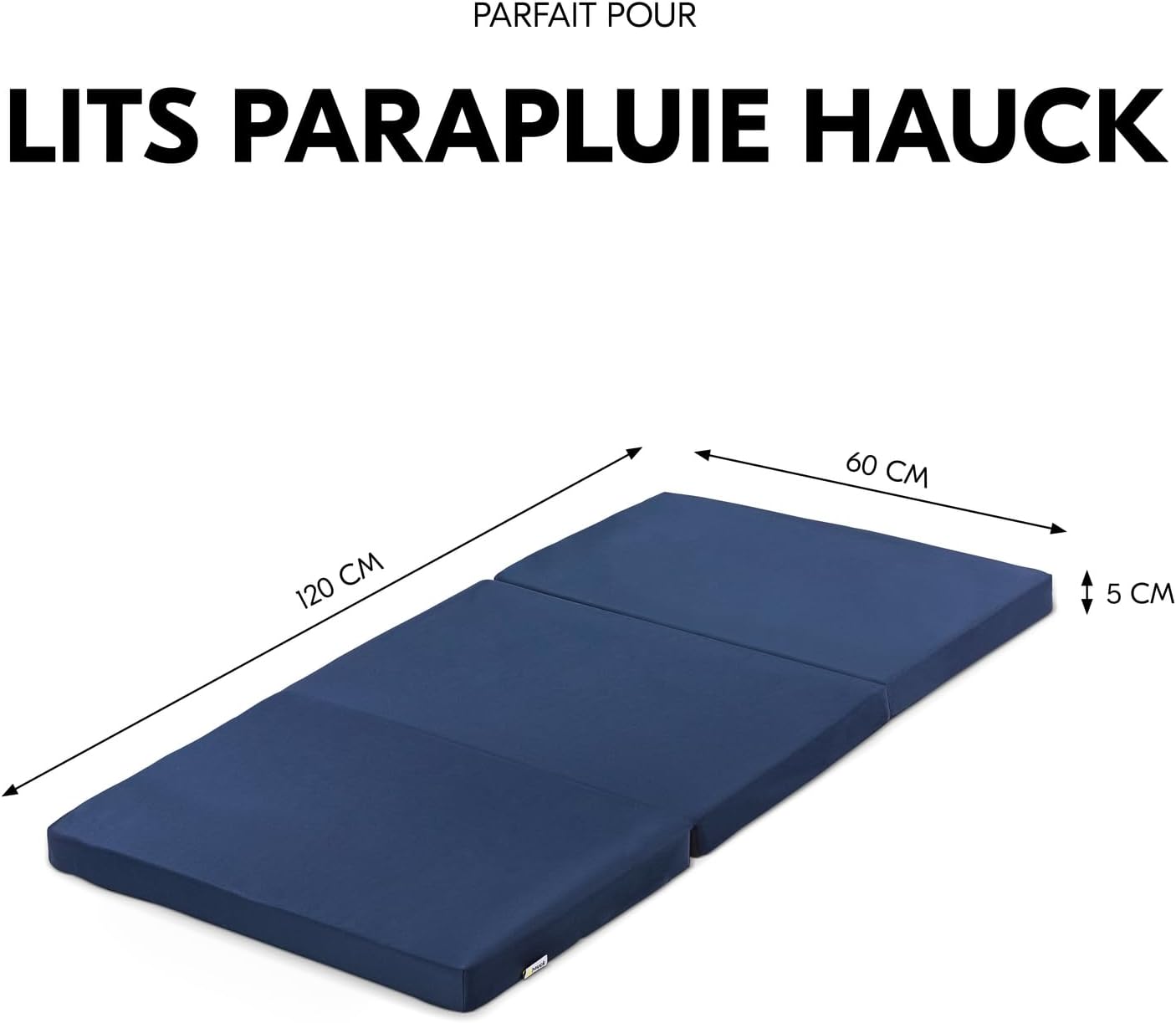 Hauck Matelas Lit Parapluie Bébé 120x60x5 cm Sleeper – Compatible Dream N Play Plus, Sleep N Play Go Plus, Play N Relax Center – Compact, Sac de Transport, Bleu Navy Bleu Navy Sleeper