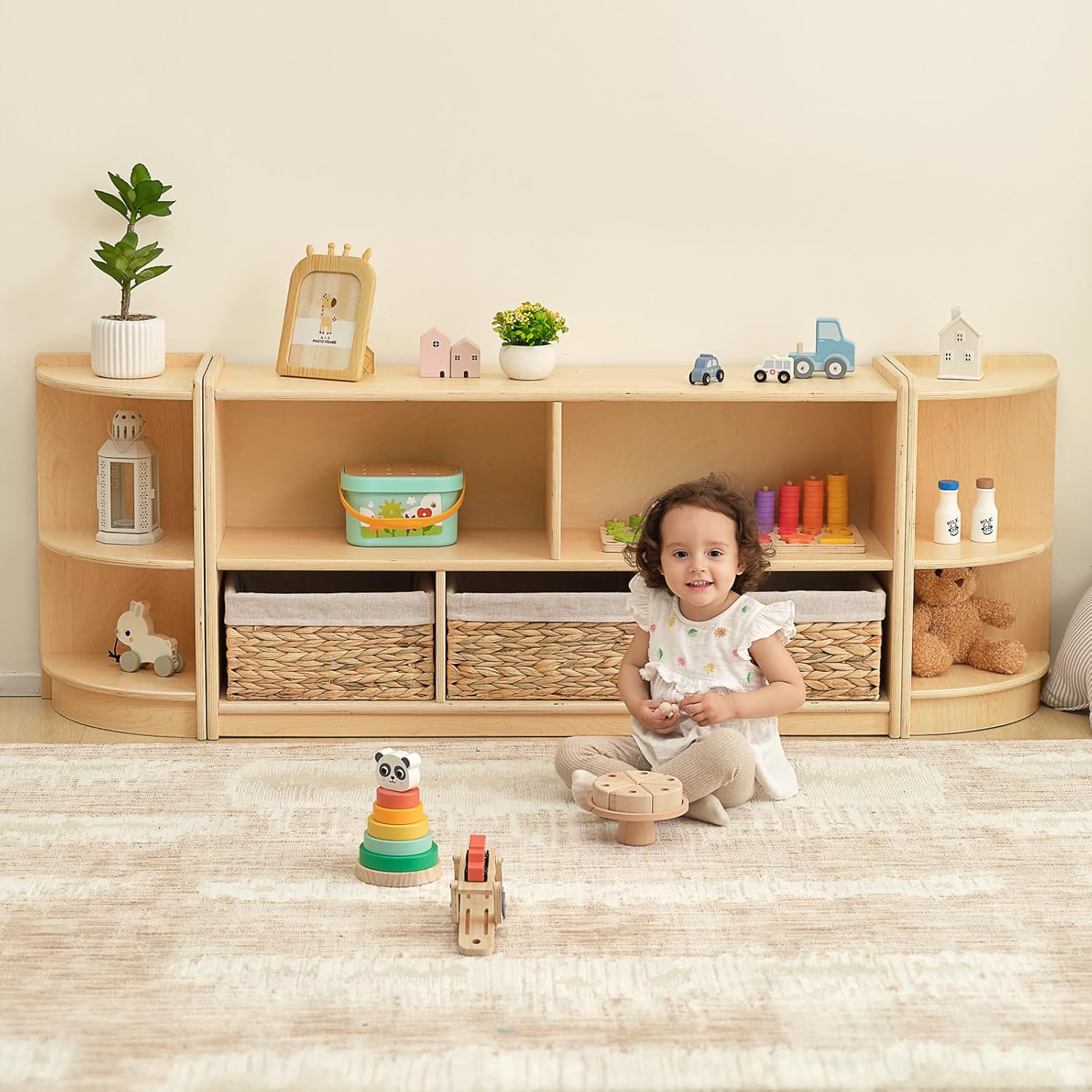 OOOK Étagère-Montessori en Bois, Bibliotheque Meuble Rangement Enfant, Organisateur pour Salles de Classe d'enfants, Étagère pour Salles de Jeux, Crèches et maternelles