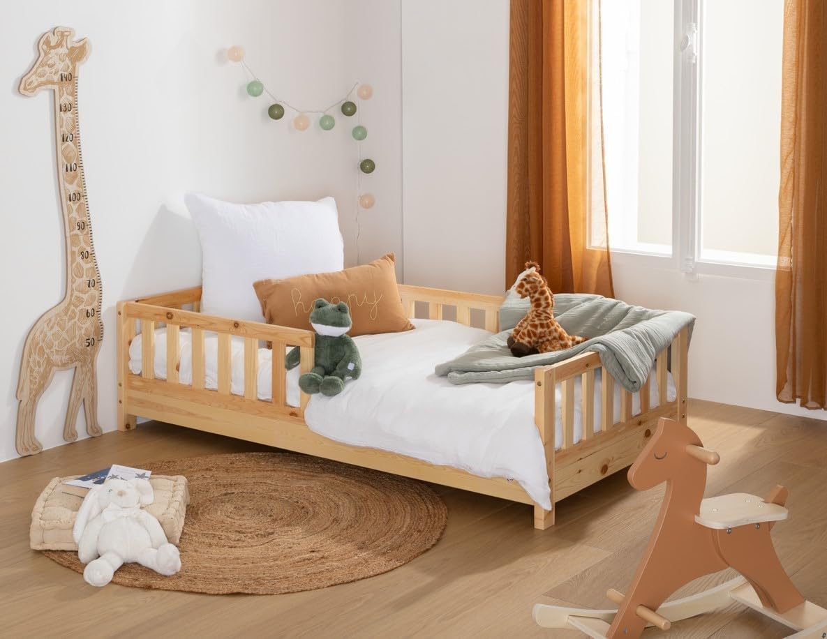 Atmosphera - Lit cabane Enfant Bosco - Bois 90x190 cm (Lit Barrières 90x190cm)