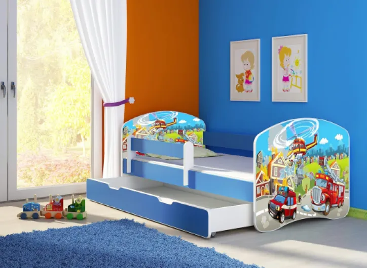 ACMA Lit Enfant Junior TIROIR Matelas sommier Gratuite Bleu Meubles pour Enfants II (36 Sapeurs Pompiers, 180 x 80 cm + tiroir) 36 Sapeurs Pompiers 180 x 80 cm + tiroir