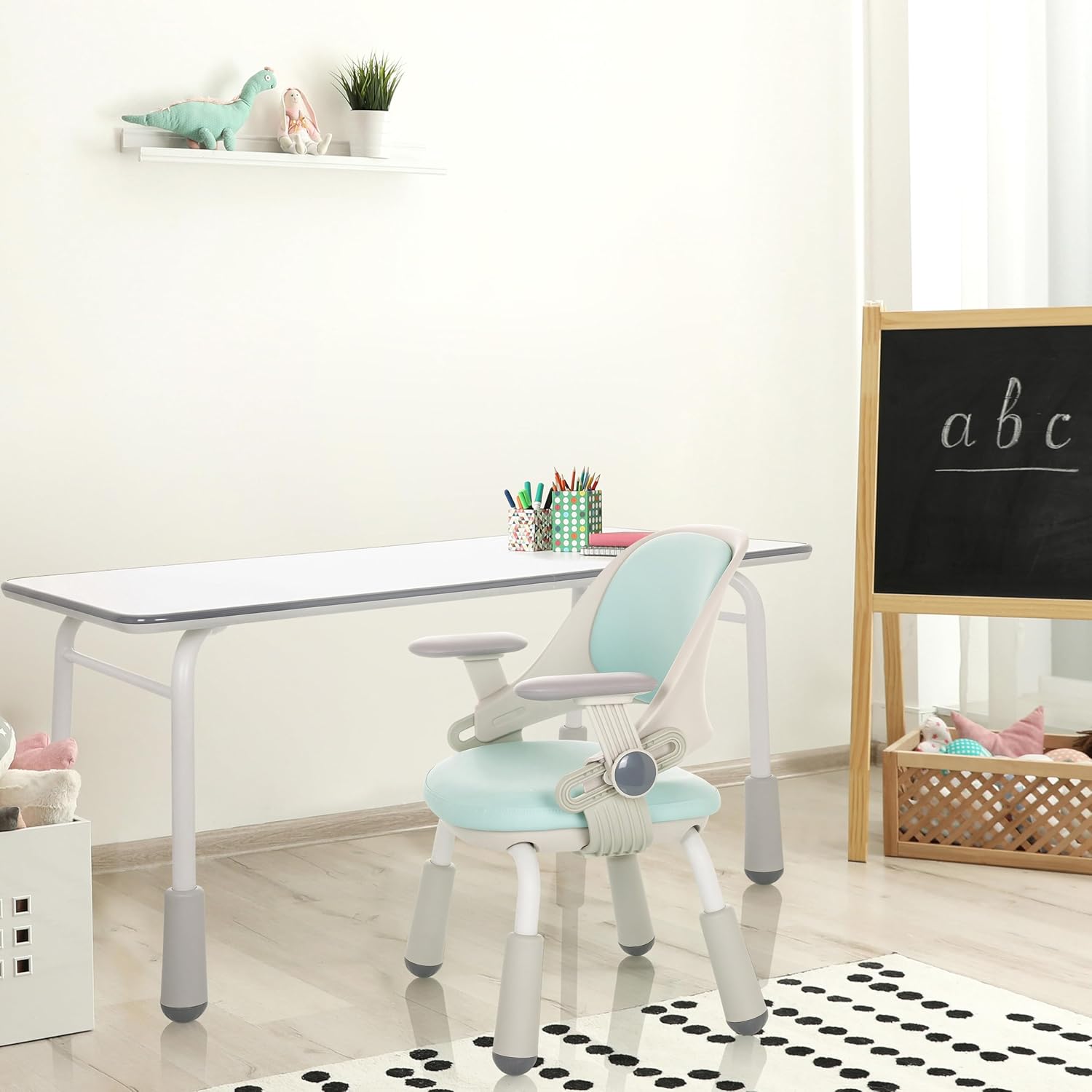 Bureau pour Enfants et Adolescents Kid GRO T - Réglable en Hauteur, 120x60 cm, Blanc/Gris Gris Clair Table de bureau