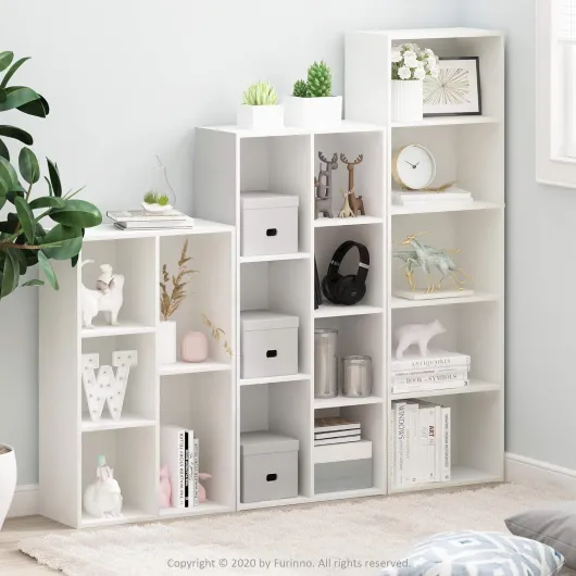 Luder Bibliothèque Etagère de Rangement Ouverte à 5 Cubes, Blanc Blanc 5 Cubes