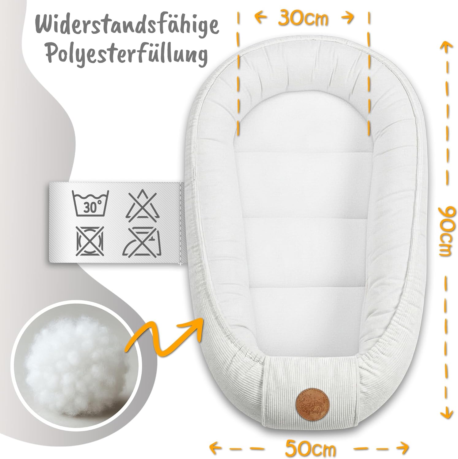 Couffin Cocon Nid Bébé Réducteur de Lit - Babynest Portable pour Berceau Couchage Enfant Douillet Câlin Garçon Fille Nouveau Né Nido Beige Velours côtelé Beige Velours Côtelé 90x50 cm