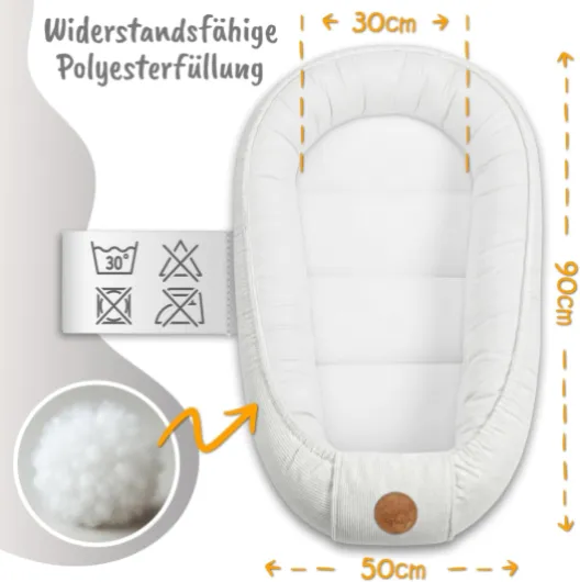 Couffin Cocon Nid Bébé Réducteur de Lit - Babynest Portable pour Berceau Couchage Enfant Douillet Câlin Garçon Fille Nouveau Né Nido Beige Velours côtelé Beige Velours Côtelé 90x50 cm