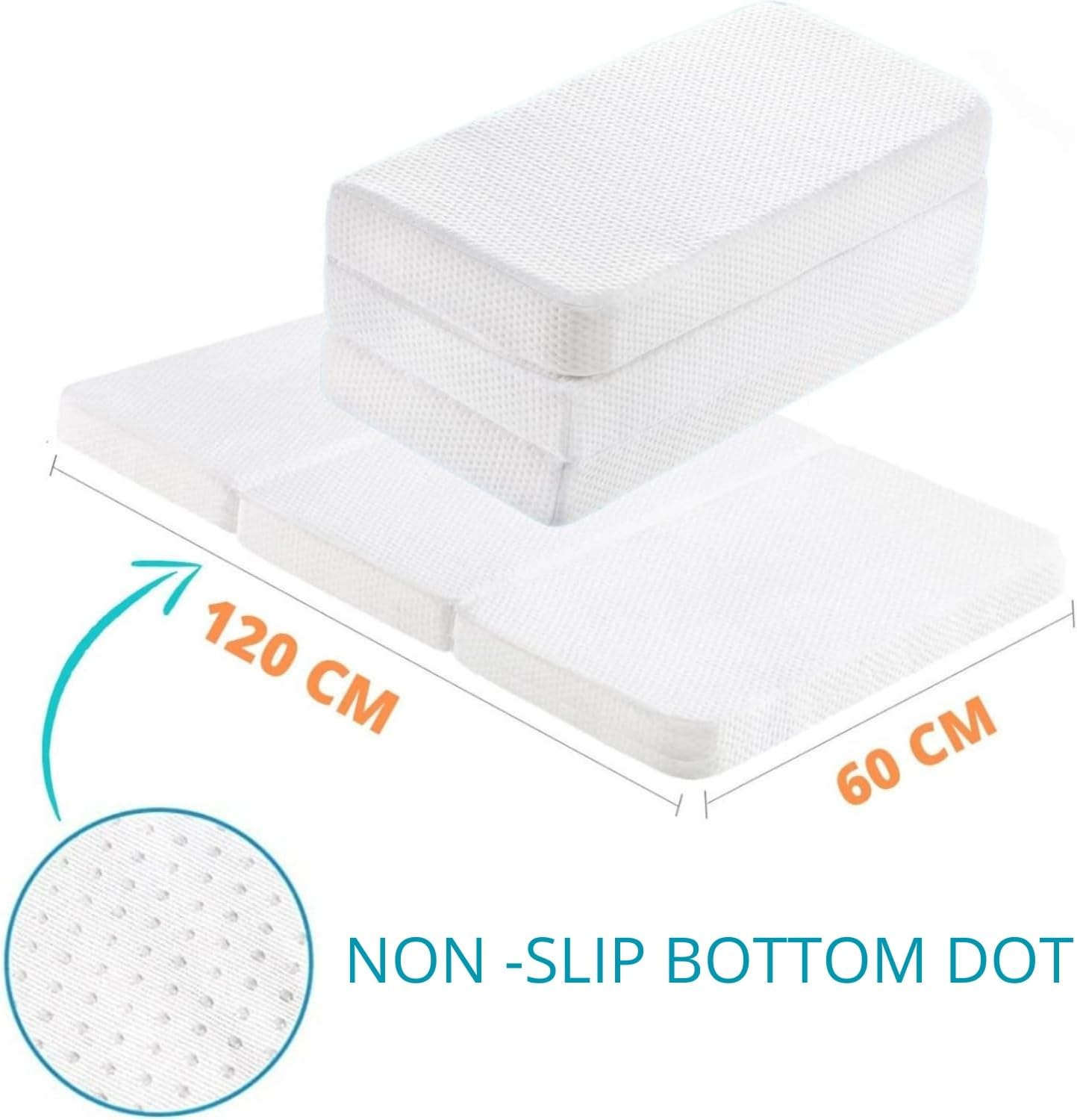 Matelas de Voyage pour lit bébé 120x60cm pour Un Confort Maximal- Matelas viscoélastique Pliable, Portable et réversible - Tapis rembourré pour Enfants - Oeko-TEX.