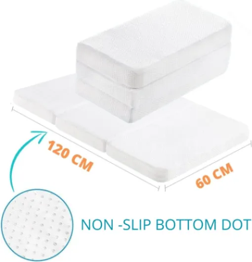 Matelas de Voyage pour lit bébé 120x60cm pour Un Confort Maximal- Matelas viscoélastique Pliable, Portable et réversible - Tapis rembourré pour Enfants - Oeko-TEX.