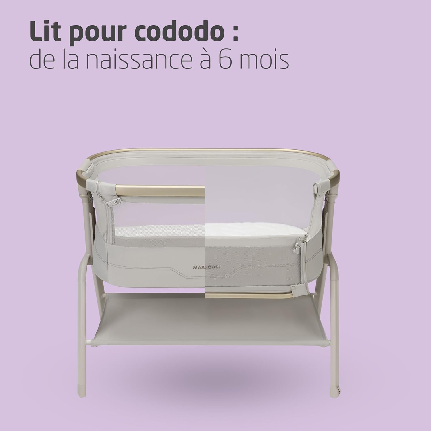 Maxi Cosi Iora² Berceau Cododo, 0–6 Mois (9 kg), Lit Cododo Bébé Pliable & Léger, Matelas CloudCore 5 cm, 5 Niveaux de Hauteur, 2 roulettes Fluides, Easy Slide, Elegance Beige