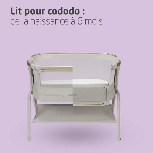 Maxi Cosi Iora² Berceau Cododo, 0–6 Mois (9 kg), Lit Cododo Bébé Pliable & Léger, Matelas CloudCore 5 cm, 5 Niveaux de Hauteur, 2 roulettes Fluides, Easy Slide, Elegance Beige
