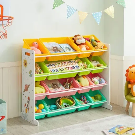 Test SONGMICS GKR070W01 : le meuble à bacs qui remet (un peu) d’ordre dans la chambre des kids