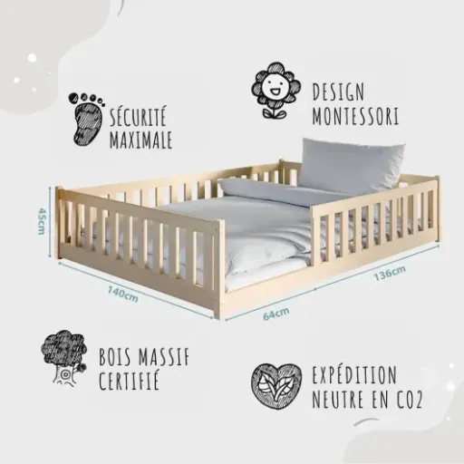 Test Kids Collective Lit de sol 140x200 : un lit Montessori correct mais pas sans défauts