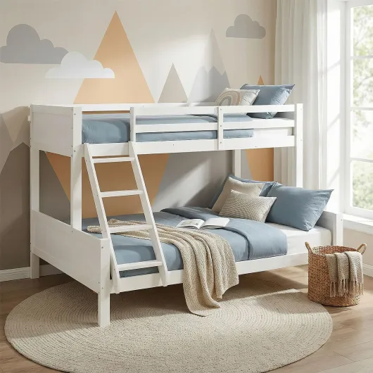 Lit superposé 90x200 et 140x200 lit Mezzanine lit d'enfant Bois Blanc lit superposé 2 Places