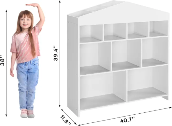 Bibliothèque en Bois pour Enfants, étagère 15 Cubes 4 Niveaux, Rangement Livres et Jouets sécurisé, Facile à Monter pour Chambre, Salle de Jeux, crèche et Classe