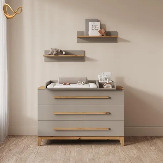 Livinity Commode à Langer Mailo, Cachemire/Artisan, XL avec 3 tiroirsorganisation Fonctionnelle pour Les Petits espaces