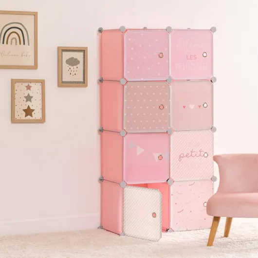 Atmosphera - Casiers de Rangement Enfant Penderie - Rose 65x125 cm