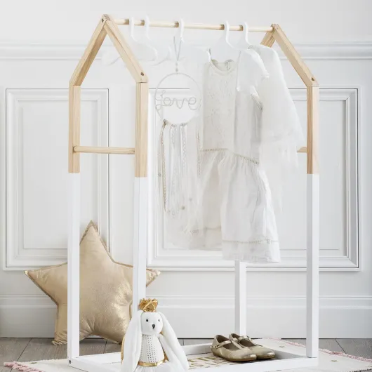 Atmosphera - Portant à vêtements Enfant Maison - Bois et Blanc 60x100 cm 60x100cm Multicolore