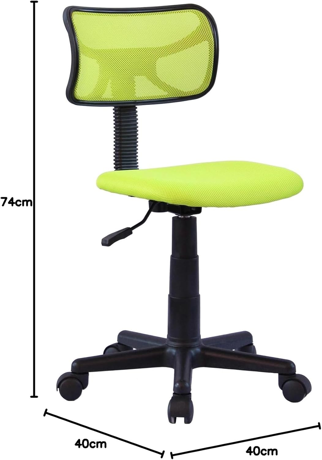 Chaise de Bureau pour Enfant Milan Fauteuil pivotant et Ergonomique sans accoudoirs, siège à roulettes avec Hauteur réglable, revêtement Mesh Vert