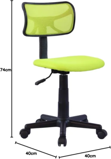 Chaise de Bureau pour Enfant Milan Fauteuil pivotant et Ergonomique sans accoudoirs, siège à roulettes avec Hauteur réglable, revêtement Mesh Vert