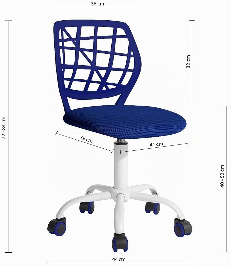 BELTOM® Chaise de Bureau Ergonomique pour Enfants et Adolescents - Chaise d'ordinateur pivotante à 360 ° et réglable en Hauteur sans accoudoirs - Bleu